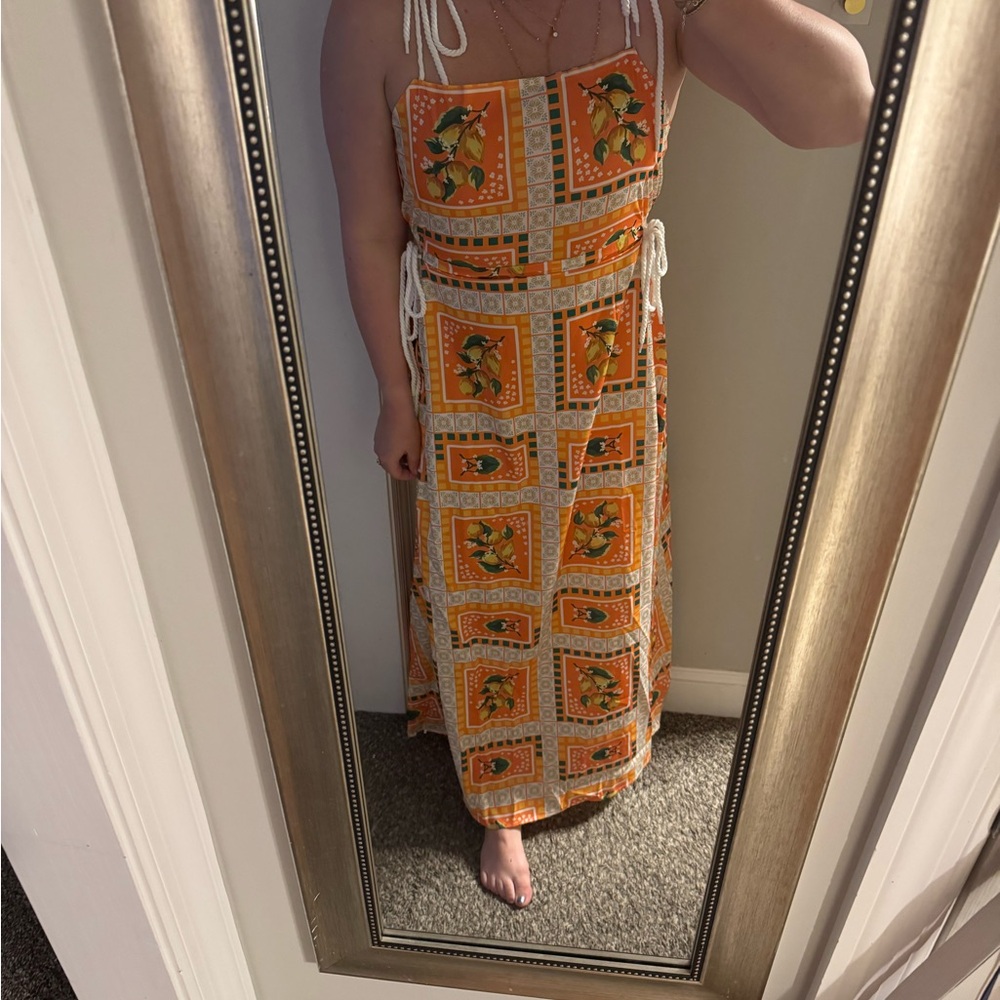 Orange Floral Maxi Dress